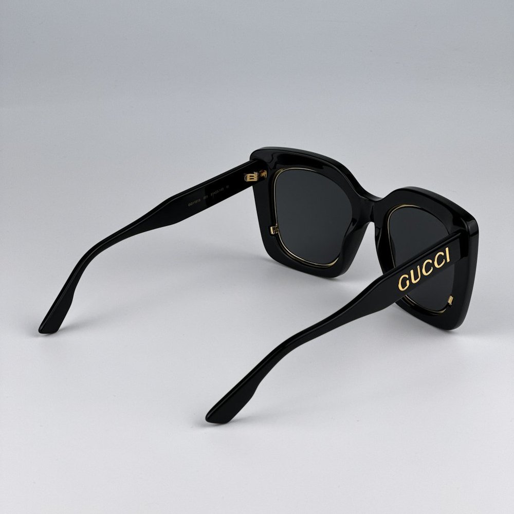 Gucci GG1151S 001 Sunglasses Black/Gold Grey Cat Eye Oversized Unisex GG 1151S - Picture 9 of 13